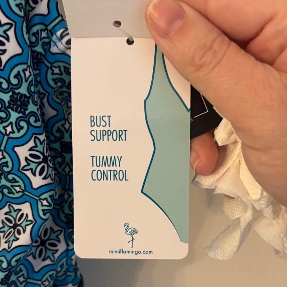 Swim Solutions Macy’s tummy control bust support geometric One Piece Swimsuit 14 - Picture 5 of 13